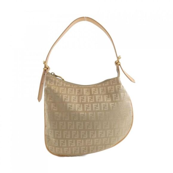 Pre Loved fendi Logo Canvas Shoulder Bag Women brown | beige Shoulder Bags - Picture 1 of 8